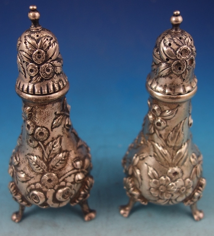 Salt and Pepper Shaker Pair footed wt. 6.2ozt pair 5